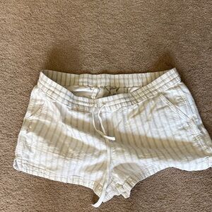 J. Crew High Waist Cream Striped Shorts